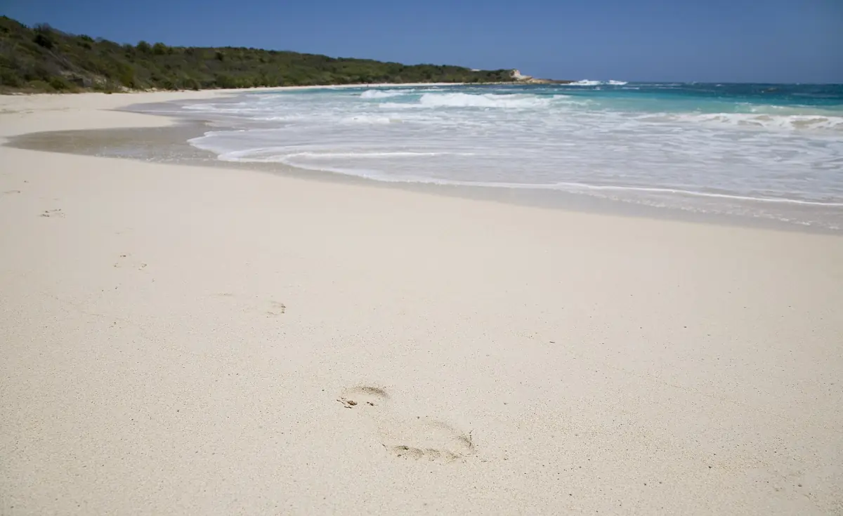 The white sand of Half Moon Bay on Antigua's east coast