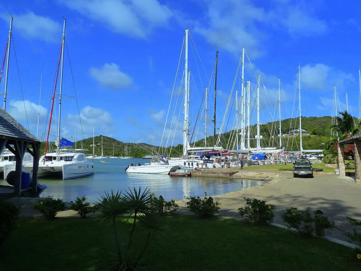 Sailing yachts moored at the Nelson's Dockyard marina